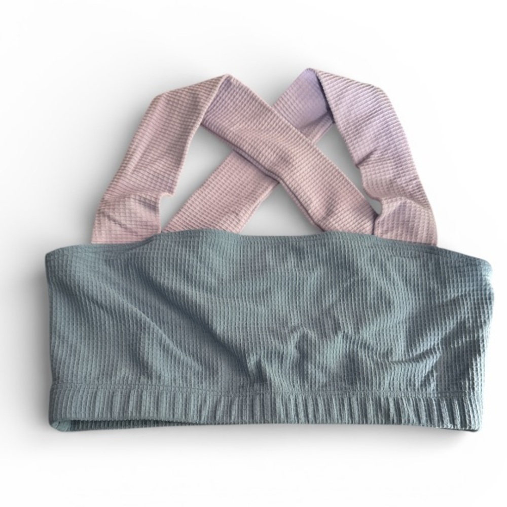 Year of Ours Blue and Purple Thermal Bralette NEW crisscross stretch lined small